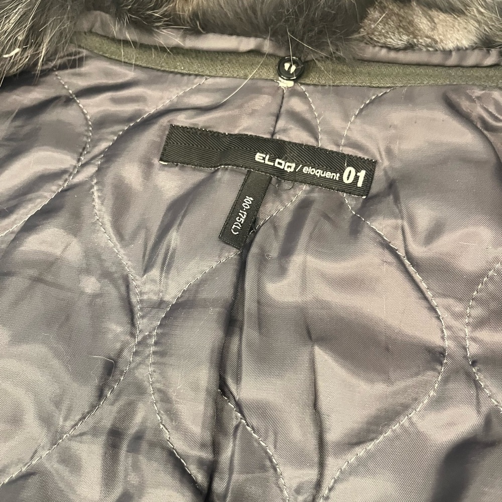 Grey Wool/Cashmere and Rabbit Fur Utility Jacket London Women’s Medium - Picture 12 of 13
